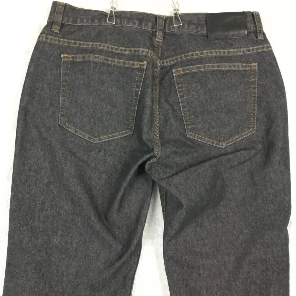 DKNY Womens Jeans Boot Cut Denim Black Wash Mid Rise Stretch 8‎